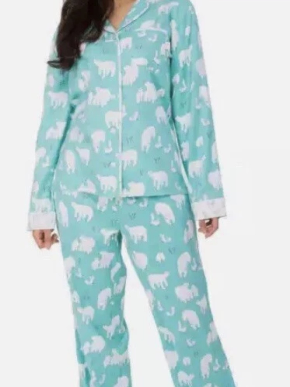munki munki Women’s Mint Green Polar Bear‎ Print Pajama Set size Small